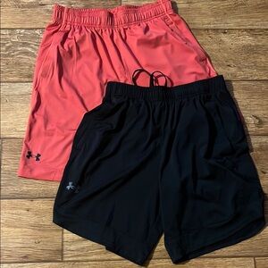 2 Under Armour orange and Black Athletic Shorts size men’s medium